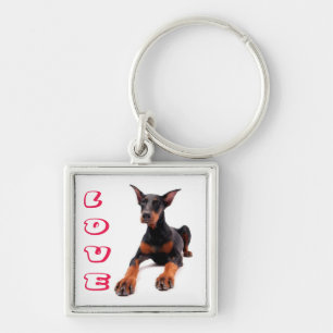 Love Doberman Pinscher Puppy Dog Keychain