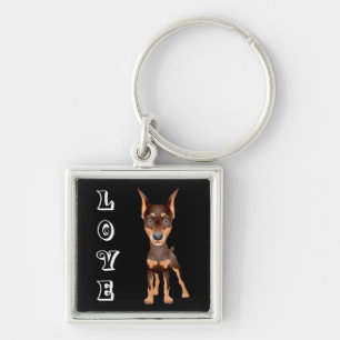 Love Doberman Pinscher Puppy Dog Keychain