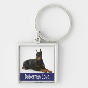 Love Doberman Pinscher Puppy Dog Keychain