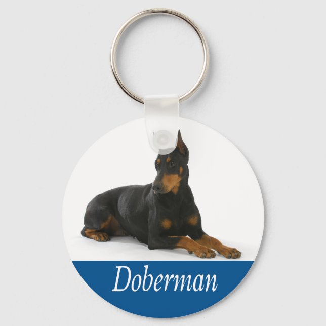 Love Doberman Pinscher Puppy Dog Keychain (Front)