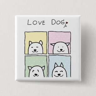 Love Dog 2 Inch Square Button