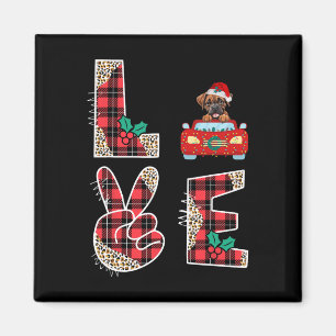 Love Dog Boxer Riding Red Car Christmas Sweater Fo Magnet