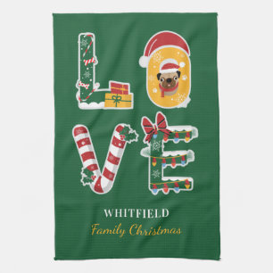 LOVE Dog Christmas Holiday Family Housewarming Kitchen Towel