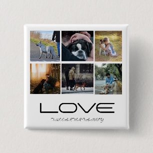 Love Dog Family Portrait Collage Design 2 Inch Square Button