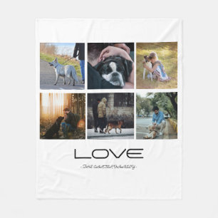 Love Dog Family Portrait Collage Design Fleece Blanket