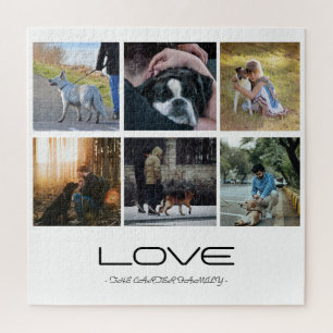 Love Dog Family Portrait Collage Design Jigsaw Puzzle