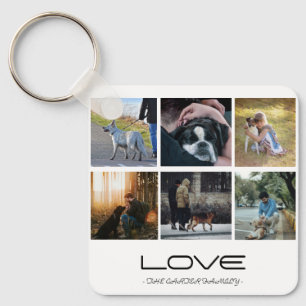Love Dog Family Portrait Collage Design Keychain