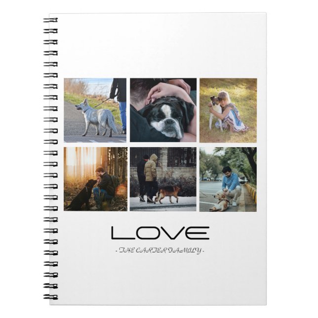 Love Dog Family Portrait Collage Design Notebook (Front)