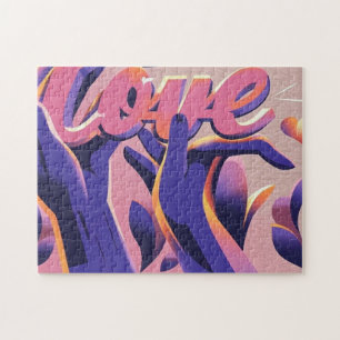 Love Dog Mum Pink Purple Jigsaw Puzzle
