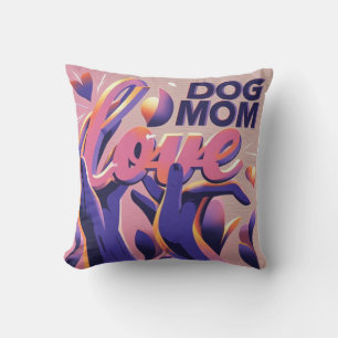 Love Dog Mum Pink Purple Throw Pillow