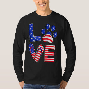 Love Dog Paw Flip Flops Usa Flag 4th Of July Dog C T-Shirt