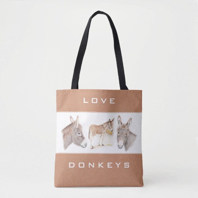 Love Donkeys Brown Tote Bag (Front)