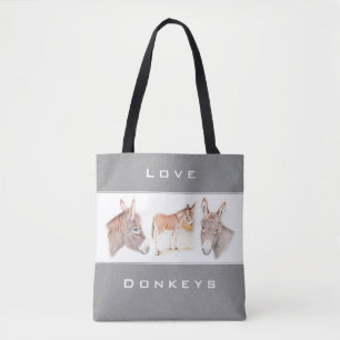 Love Donkeys Grey Tote Bag