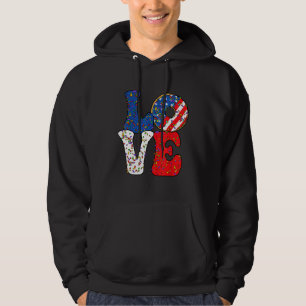 Love Donut Sprinkle with USA American flag for 4th Hoodie