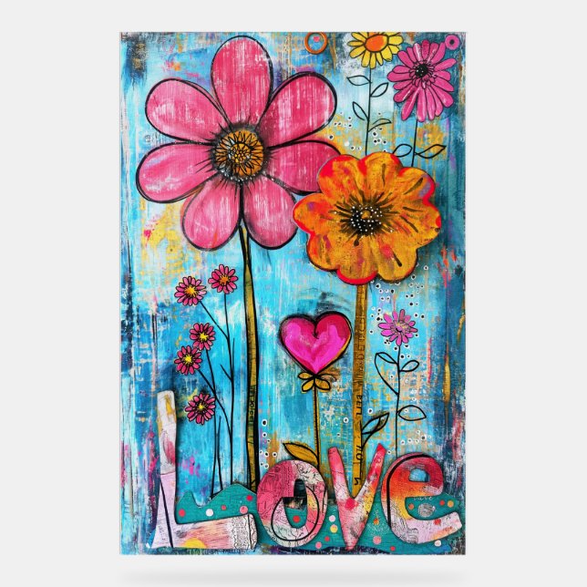*~* LOVE Doodle – Colorful Whimsical Flower Art  (Recto)