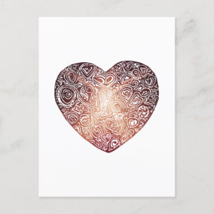 Love Doodle Heart Abstract Art Postcard