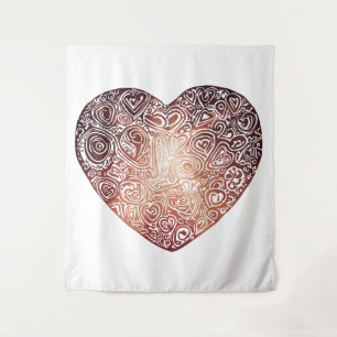 Love Doodle Heart Abstract Art Tapestry