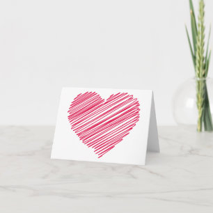 Love Doodle Hearts Pink Red Wedding Thank You Card