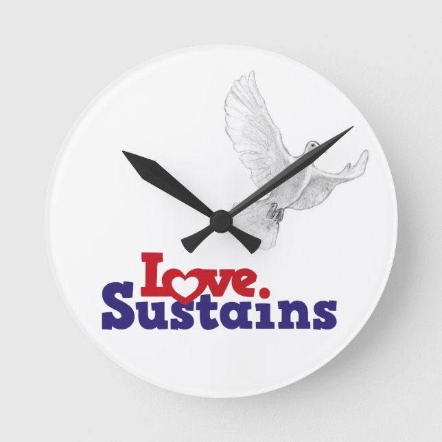 LOve Dove Time - Deep Red Round Clock (Front)