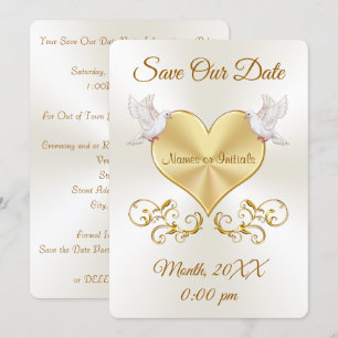 Love Doves and Heart Wedding Save the Date Cards