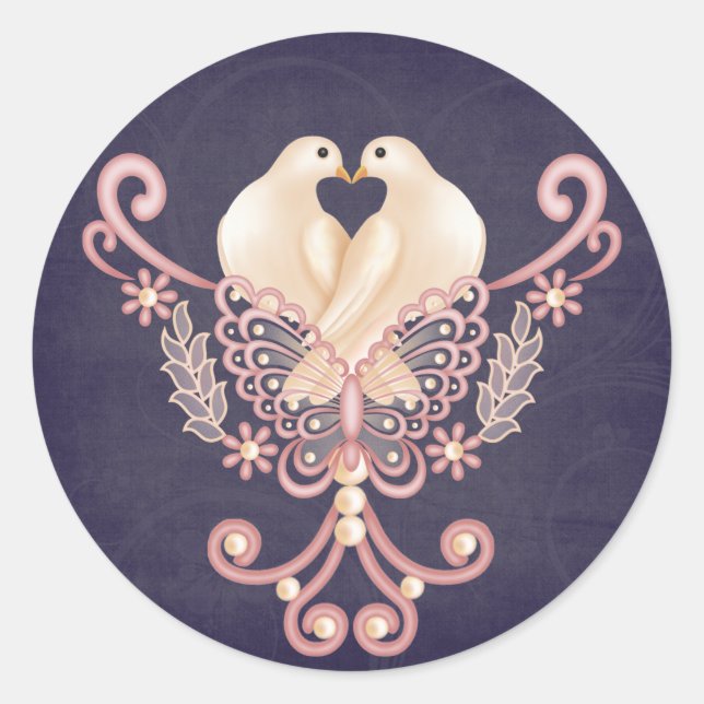 Love Doves Classic Round Sticker (Front)
