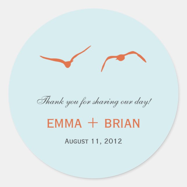 Love Doves Favoriser Sticker /Envelope Seal - Sky  (Devant)