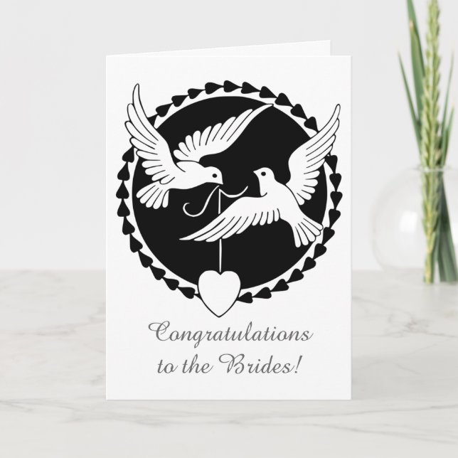 Love Doves Lesbian Wedding Card (Front)