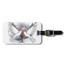 Love Doves Luggage Tag With Leather Strap