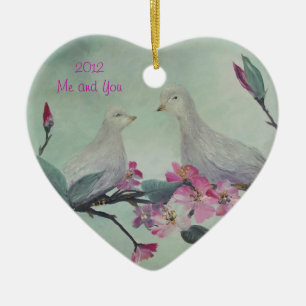 Love Doves Ornament with customizable TEXT