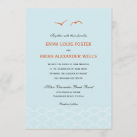 Love Doves Wedding Invitations - Sky Blue