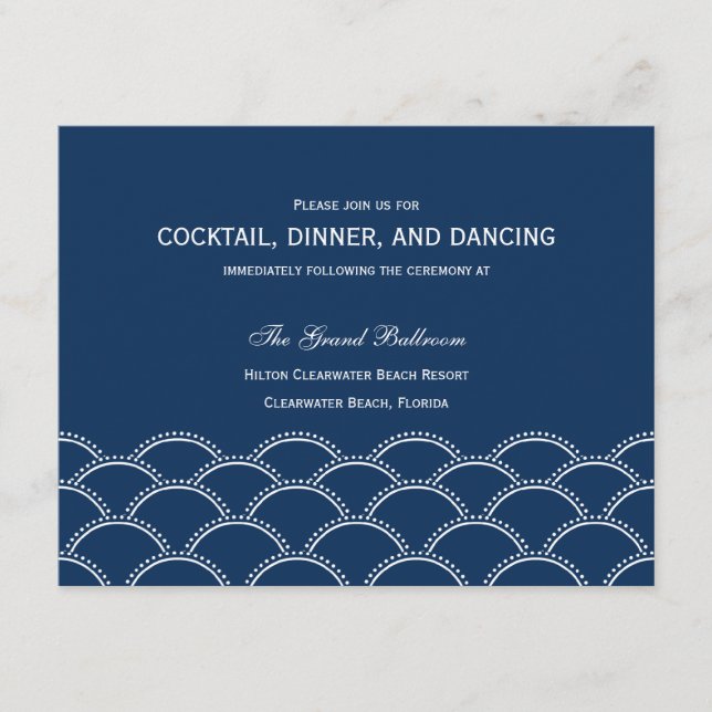 Love Doves Wedding Reception Cards - Navy (Front)