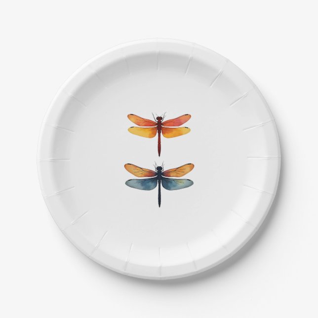 Love Dragonflies child small simple Minimalist Dra Paper Plate (Front)