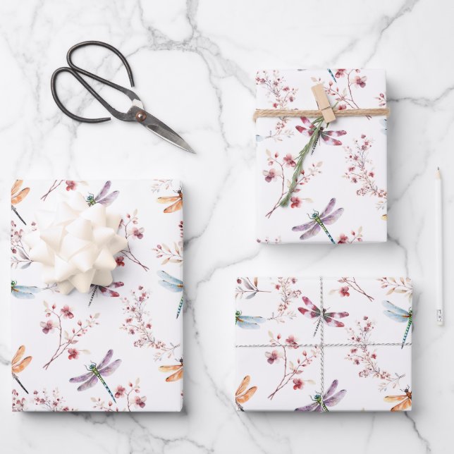 Love Dragonflies Wrapping Paper Sheet (Front)