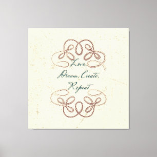 Love, Dream,  Create, Repeat Folk design Canvas Print
