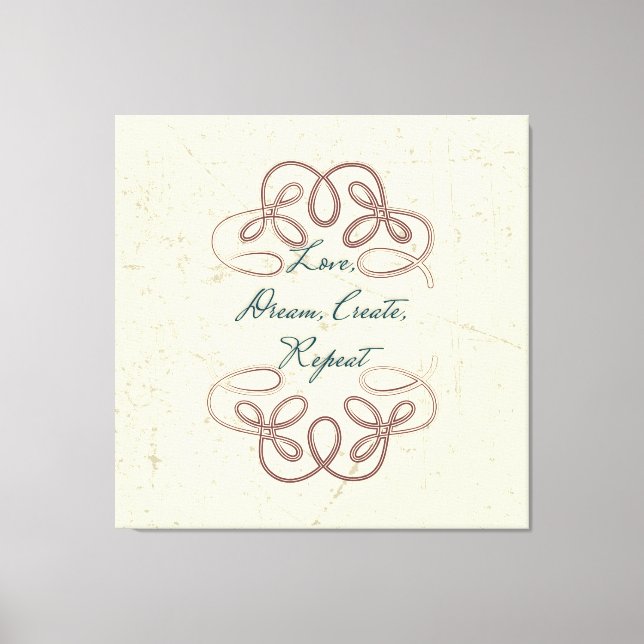 Love, Dream,  Create, Repeat Folk design Canvas Print (Front)