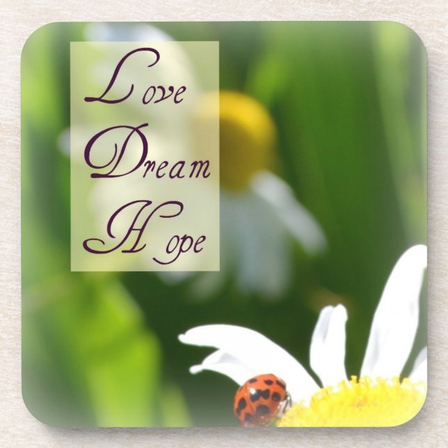Love, Dream, Hope Ladybug Coaster Set (Front)