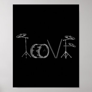 Love Drums Happy Valentine's Day Drummer Music Lov Poster