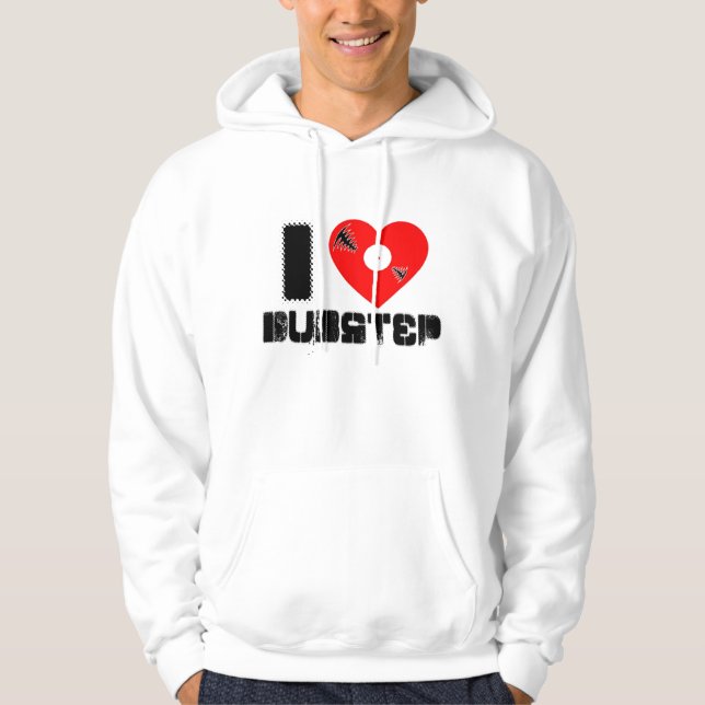 love dubstep vinyl heart hoodie (Front)
