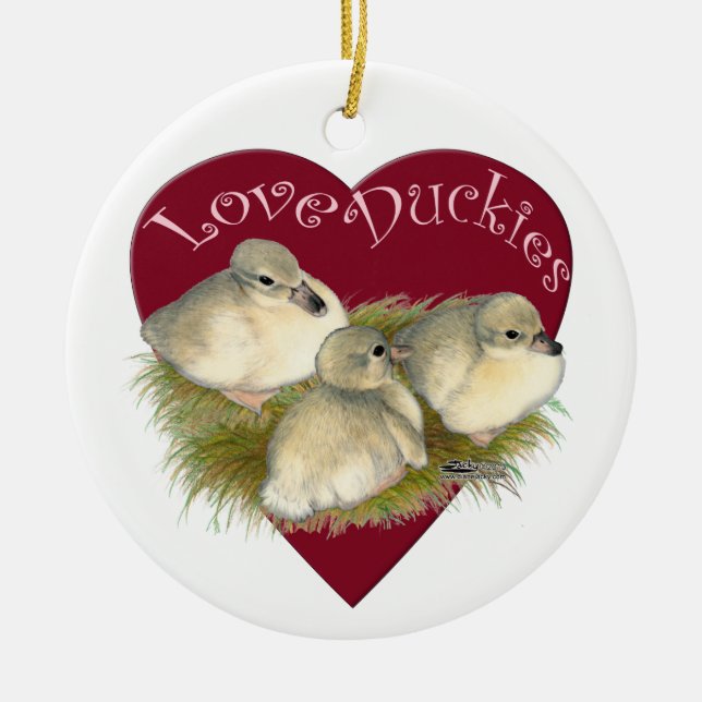 Love Duckies Ceramic Ornament (Front)
