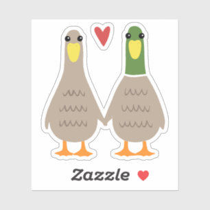 Love Ducks   Cute Couple Holding Hands w/ Heart