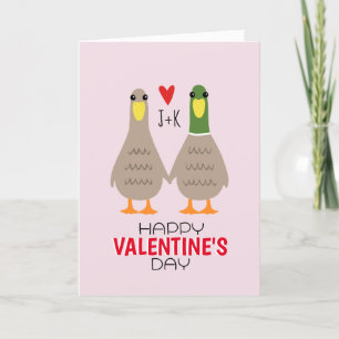 Love Ducks Initiales personnalisées Carte Saint-Va