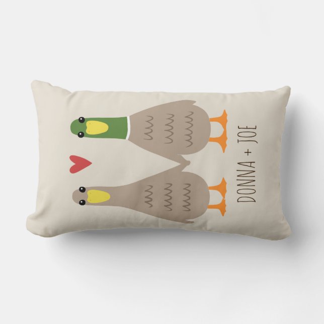 Love Ducks Lumbar Pillow (Front)