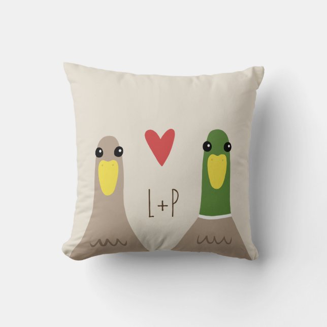Love Ducks Throw Pillow (Front)