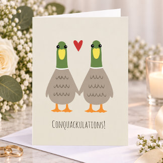 Love Ducks Wedding Congratulations Grooms Congrats Card