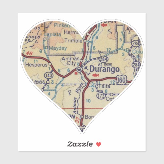 Love Durango CO Vintage Map (Sheet)
