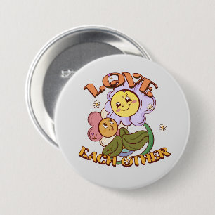 Love Each Other – Cute & Vibrant Flower 3 Inch Round Button