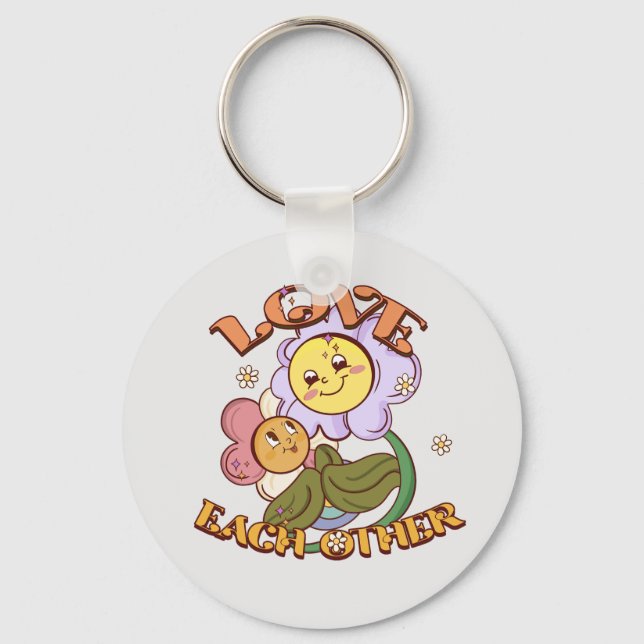Love Each Other – Cute & Vibrant Flower Keychain (Front)