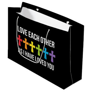 Love Each Other Gay Pride LGBTQ Rainbow Christian Large Gift Bag