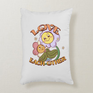 Love Each Other   Whimsical Floral Design Accent Pillow
