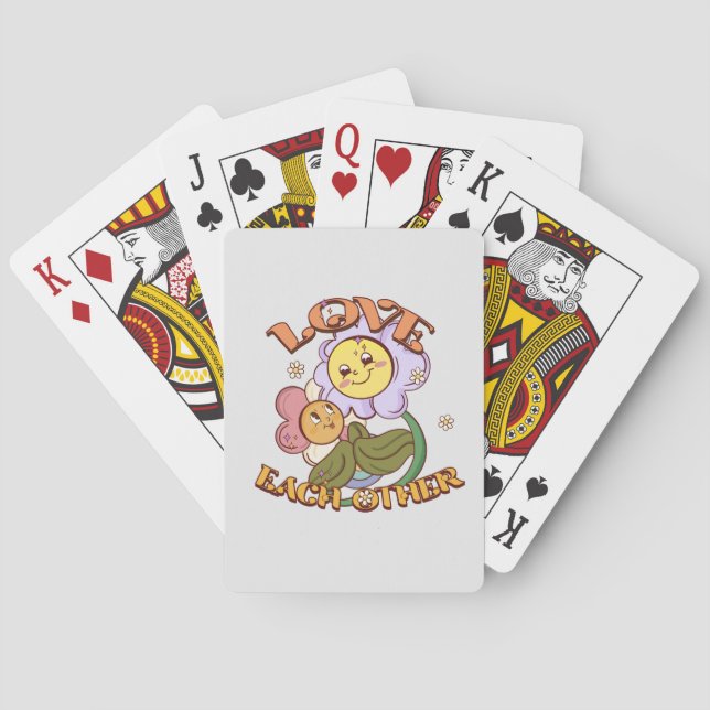 Love Each Other | Whimsical Floral Design Playing Cards (Back)